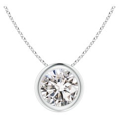 Solitär-Anhänger aus Platin mit 1 Karat Diamanten in Lünettenfassung (Color-I-J  Klarheit-I1-I2)