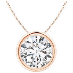 Pendentif en or rose 14 carats serti d'un chaton et d'un diamant de 4 ct (Couleur-H  Clarté-SI2)