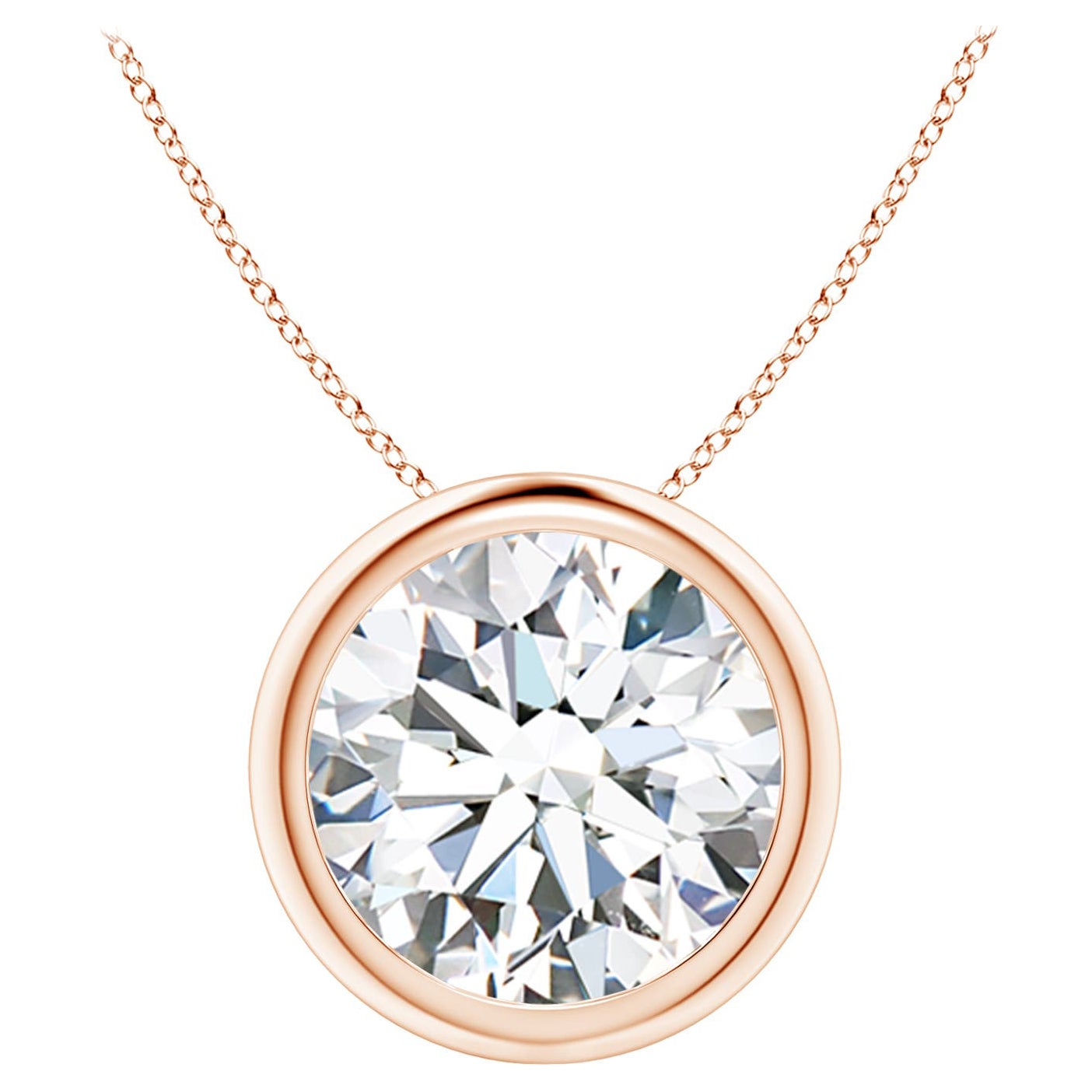Pendentif en or rose 14 carats serti d'un chaton et d'un diamant de 4 ct (Color-G  Clarté-VS2)