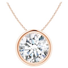 Pendentif en or rose 14 carats serti d'un chaton et d'un diamant de 4 ct (Color-G  Clarté-VS2)