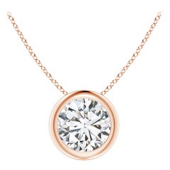 Pendentif en or rose 14 carats serti d'un chaton de 1 ct de diamant (Couleur-H  Clarté-SI2)