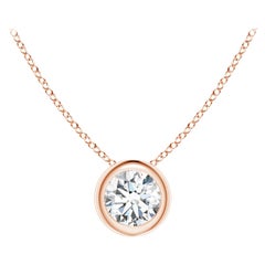 Pendentif solitaire en or rose 14 carats serti d'un chaton (Color-G)  Clarté-VS2)