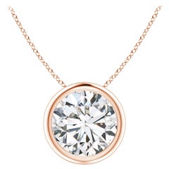 Pendentif en or rose 14 carats serti d'un chaton de 2,01 ct de diamant (couleur-H)  Clarté-SI2)