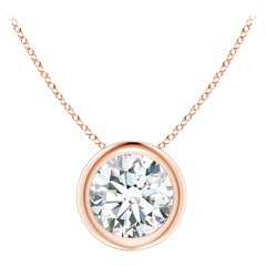 Pendentif en or rose 14 carats serti d'un chaton de 1 ct de diamant (Color-G  Clarté-VS2)