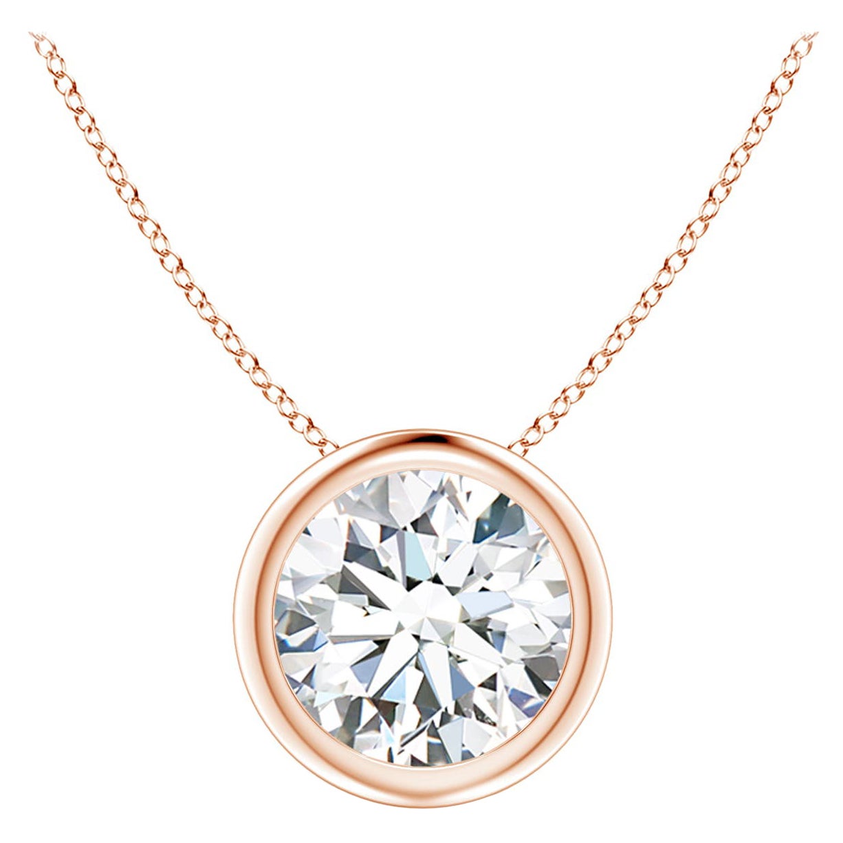 Bezel-Set 1.25 ct Diamond Pendant in 14K Rose Gold (Color-G  Clarity-VS2)