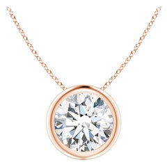 Pendentif en or rose 14K serti d'un chaton de 1,25 ct de diamant (Color-G  Clarté-VS2)