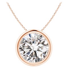 Pendentif en or rose 14 carats serti d'un diamant 4 carats (Color-I-J  Clarté-I1-I2)