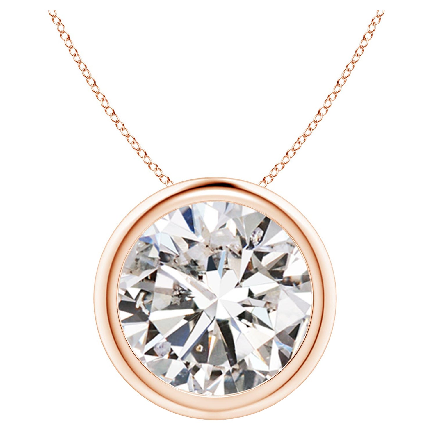 Pendentif en or rose 14K serti d'un diamant de 5 carats (Color-I-J  Clarté-I1-I2)