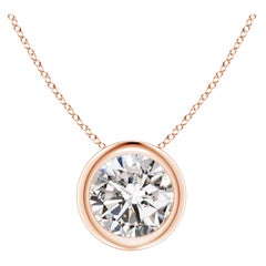Pendentif en or rose 14 carats serti d'un diamant de 1 carat (Color-I-J  Clarté-I1-I2)