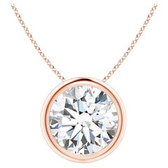 Pendentif en or rose 18 carats serti d'un chaton et d'un diamant de 3 ct (Color-G  Clarté-VS2)