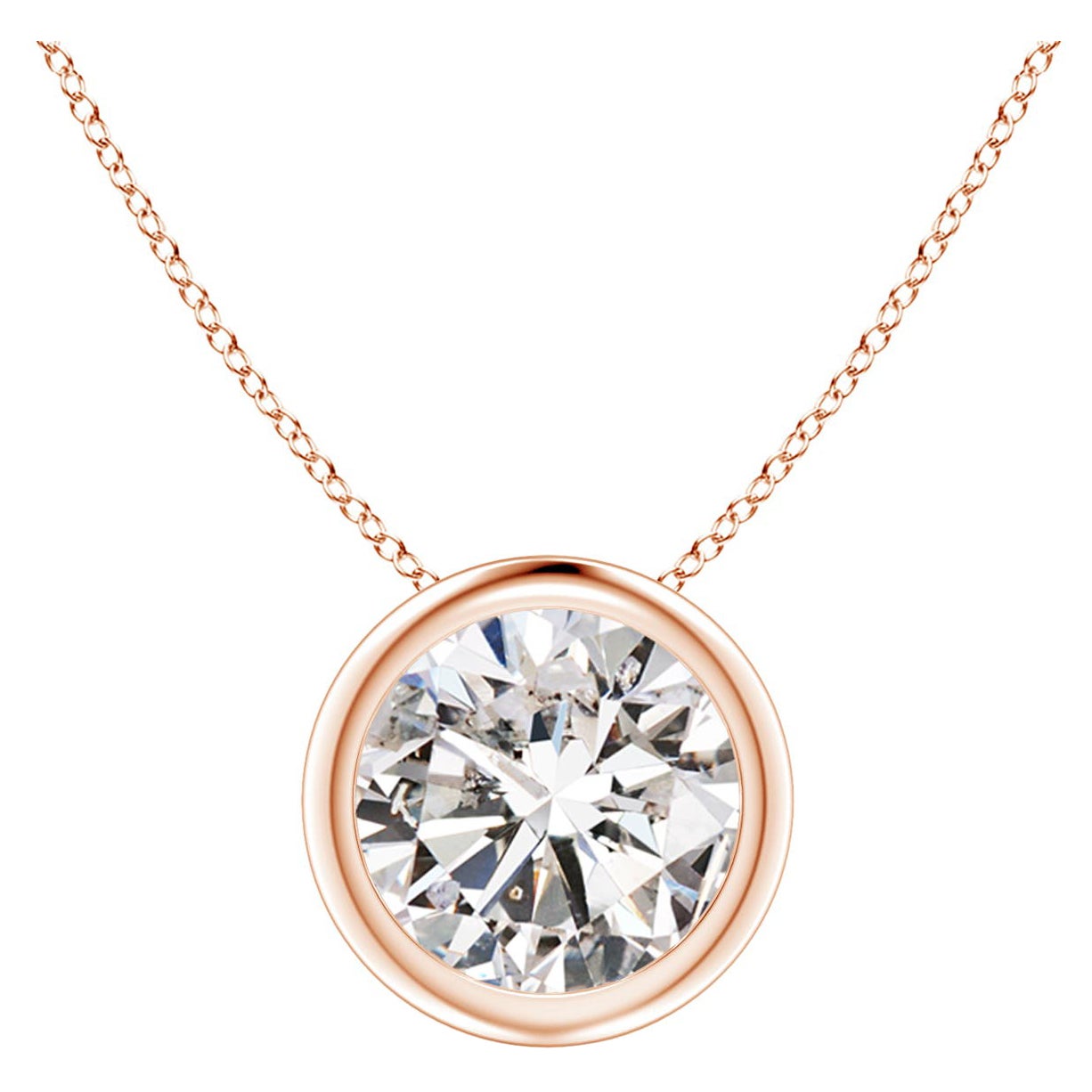 Pendentif en or rose 14 carats serti d'un diamant de 1,25 carat (Color-I-J  Clarté-I1-I2)