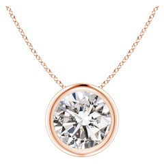 Pendentif en or rose 14 carats serti d'un diamant de 1,25 carat (Color-I-J  Clarté-I1-I2)