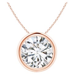Bezel-Set 4 ct Diamond Pendant in 18K Rose Gold (Color-H  Clarity-SI2)