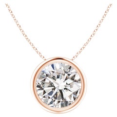 Pendentif en or rose 14 carats serti d'un chaton de 2,01 ct de diamant (couleur I+I)  Clarté-I1-I2)
