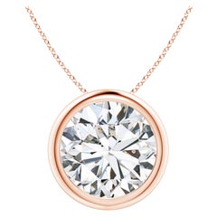 Bezel-Set 5 ct Diamond Pendant in 18K Rose Gold (Color-H  Clarity-SI2)