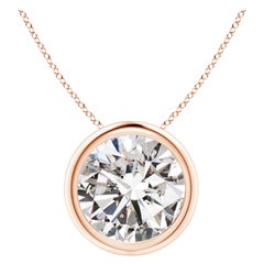 Pendentif en or rose 14K serti d'un diamant de 3 carats (Color-I-J  Clarté-I1-I2)