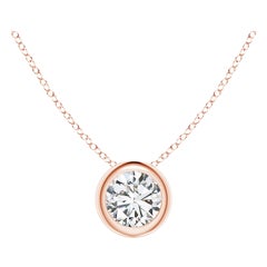 Bezel-Set Diamond Solitaire Pendant in 18K Rose Gold (Color-H  Clarity-SI2)