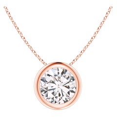 Bezel-Set 1 ct Diamond Pendant in 18K Rose Gold (Color-H  Clarity-SI2)