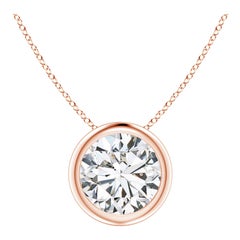 Bezel-Set 1.25 ct Diamond Pendant in 18K Rose Gold (Color-H  Clarity-SI2)