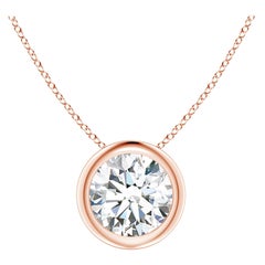 Pendentif en or rose 18 carats serti d'un chaton de 1 ct de diamant (Color-G  Clarté-VS2)
