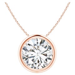 Bezel-Set 3 ct Diamond Pendant in 18K Rose Gold (Color-H  Clarity-SI2)