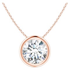 Pendentif en or rose 18 carats serti d'un chaton de 1,25 ct de diamant (Color-G  Clarté-VS2)