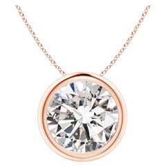 Pendentif en or rose 18 carats serti d'un diamant 4 carats (Color-I-J  Clarté-I1-I2)