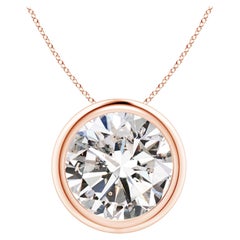 Pendentif en or rose 18 carats serti d'un diamant de 5 carats (Color-I-J  Clarté-I1-I2)