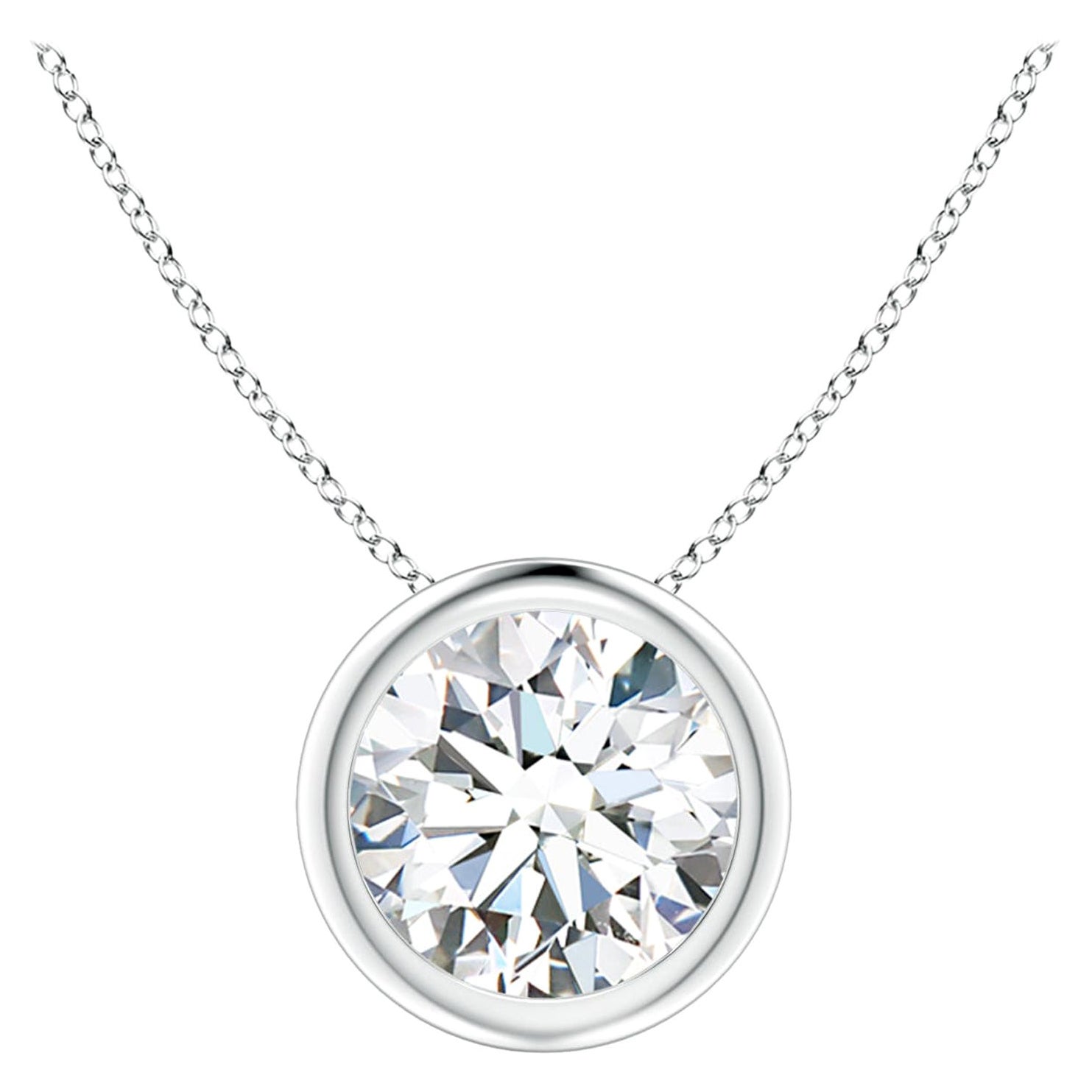 Bezel-Set 1.25 ct Diamond Pendant in 14K White Gold (Color-G  Clarity-VS2)