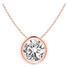 Pendentif en or rose 18 carats serti d'un diamant de 1 carat (Color-I-J  Clarté-I1-I2)