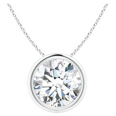 Pendentif en or blanc 14K serti d'un chaton et d'un diamant de 3 ct (Color-G  Clarté-VS2)