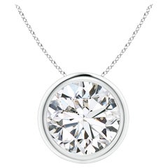 Bezel-Set 4 ct Diamond Pendant in 14K White Gold (Color-H  Clarity-SI2)