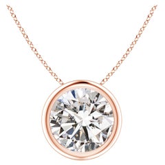 Pendentif en or rose 18 carats serti d'un chaton de 2,01 ct de diamant (couleur I+I-J)  Clarté-I1-I2)
