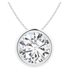 Pendentif en or blanc 14K serti d'un chaton de 5 ct de diamant (Couleur-H  Clarté-SI2)