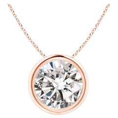 Bezel-Set 3 ct Diamond Pendant in 18K Rose Gold (Color-I-J  Clarity-I1-I2)