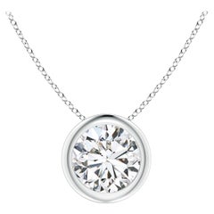 Bezel-Set 1 ct Diamond Pendant in 14K White Gold (Color-H  Clarity-SI2)