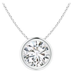 Bezel-Set 1.25 ct Diamond Pendant in 14K White Gold (Color-H  Clarity-SI2)