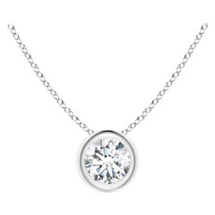 Ciondolo solitario con diamante incastonato in oro bianco 14 carati (Color-G)  Chiarezza-VS2)