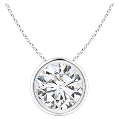 Bezel-Set 2.01 ct Diamond Pendant in 14K White Gold (Color-H  Clarity-SI2)