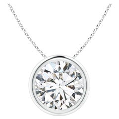 Bezel-Set 3 ct Diamond Pendant in 14K White Gold (Color-H  Clarity-SI2)