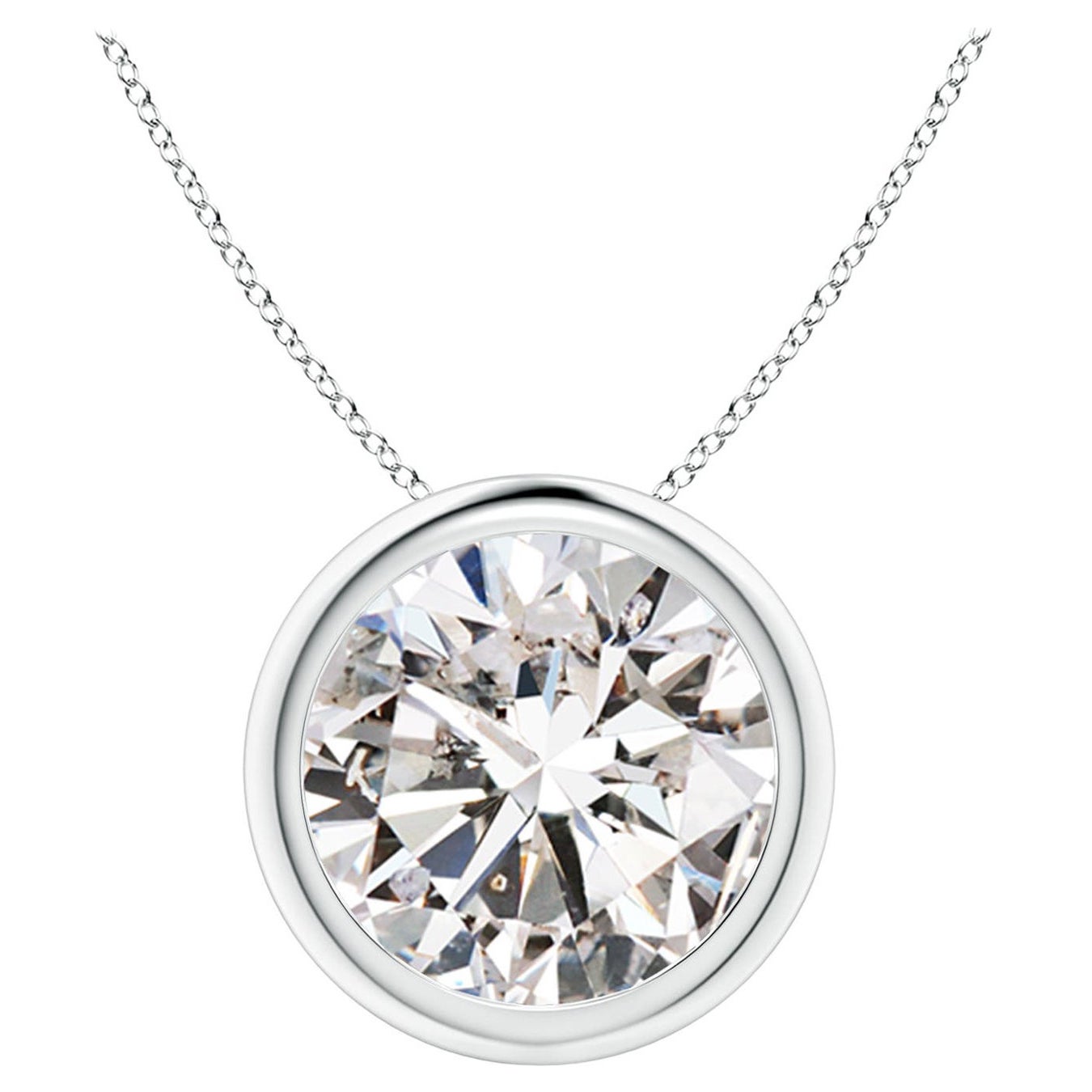 Ciondolo con diamante da 4 carati incastonato a castone in oro bianco 14K (Color-I-J)  Chiarezza-I1-I2)