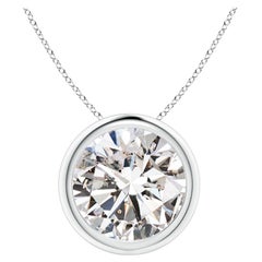 Pendentif en or blanc 14 carats serti d'un diamant 4 carats (Color-I-J  Clarté-I1-I2)