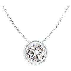 Bezel-Set Diamond Pendant in 14K White Gold (Color-I-J  Clarity-I1-I2)