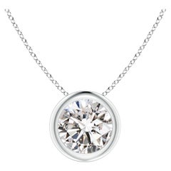 Pendentif en or blanc 14K serti d'un chaton de 1 ct de diamant (couleur I+I-J)  Clarté-I1-I2)