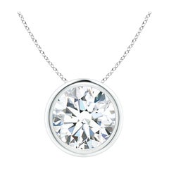 Pendentif en or blanc 18 carats serti d'un chaton et d'un diamant de 3 ct (Color-G  Clarté-VS2)