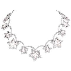 European Diamond Pearl Flower Chocker Gold Necklace 12
