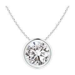 Bezel-Set 1.25 ct Diamond Pendant in 14K White Gold (Color-I-J  Clarity-I1-I2)