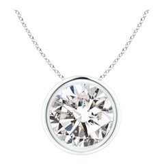 Pendentif en or blanc 14 carats serti d'un diamant de 3 carats (Color-I-J  Clarté-I1-I2)