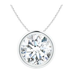 Bezel-Set 5 ct Diamond Pendant in 18K White Gold (Color-G  Clarity-VS2)