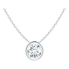 Ciondolo solitario con diamante incastonato in oro bianco 18 carati (Color-G)  Chiarezza-VS2)